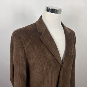 Club Room XL Corduroy Sport Coat 100% Cotton Brown Three Button Lined Vented